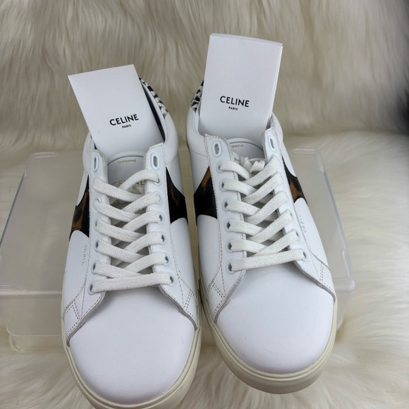 CELINE TRIOMPHE LEOPARD PRINT WHITE SNEAKERS
SIZE 40 
US 9.5 WOMANS - Picture 11 of 15